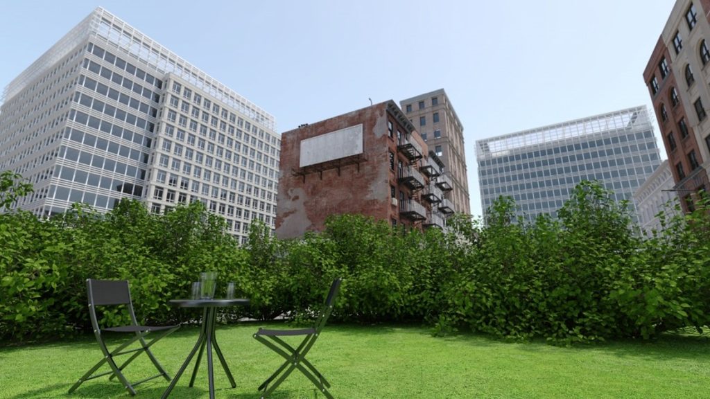 ビルと公園