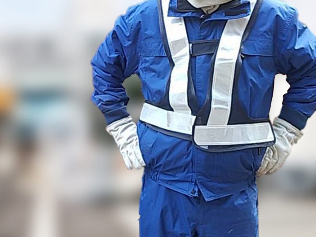 青い作業服